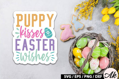 Puppy kisses easter wishes SVG Stickers SVG akazaddesign 