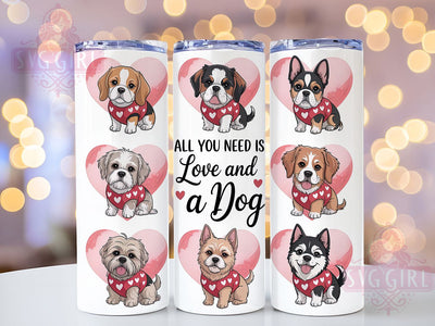 Puppy Love Valentine Tumbler, Love And A Dog, 20oz Tumbler Wrap, Sublimation Design, Pet Lover Gift, Puppy Love Wrap, Dog Mom Valentine Sublimation SvggirlplusArt 