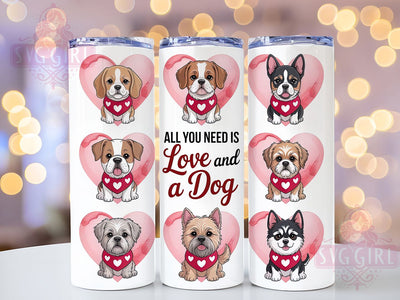 Puppy Love Valentine Tumbler, Love And A Dog, 20oz Tumbler Wrap, Sublimation Design, Pet Lover Gift, Puppy Love Wrap, Dog Mom Valentine Sublimation SvggirlplusArt 