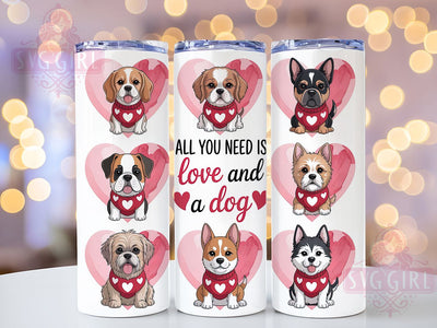 Puppy Love Valentine Tumbler, Love And A Dog, 20oz Tumbler Wrap, Sublimation Design, Pet Lover Gift, Puppy Love Wrap, Dog Mom Valentine Sublimation SvggirlplusArt 