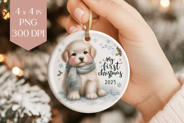 Puppy My First Christmas 2025 Ornament PNG Sublimation BijouBay 