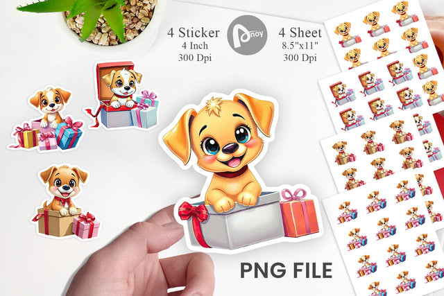 Puppy Sticker Gift Sublimation artnoy 