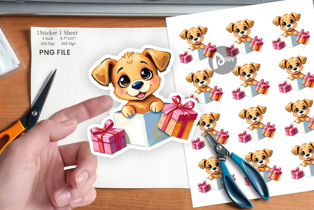 Puppy Sticker Gift Sublimation artnoy 