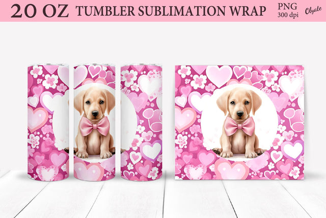 Puppy Valentines Day Sublimation PNG. 20 OZ Tumbler Wrap PNG Sublimation Olga Terlyanskaya 