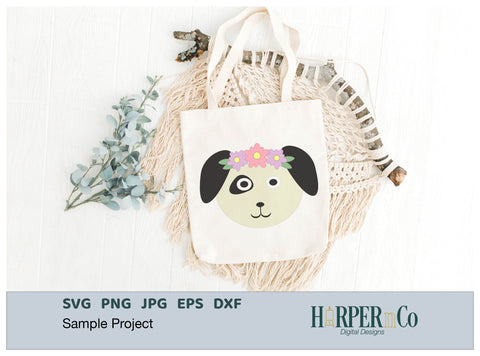 Puppy with Bows and Flowers SVG PNG Cut EPS File SVG HarperNCo 