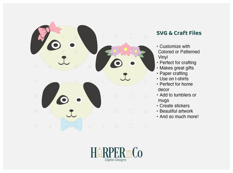 Puppy with Bows and Flowers SVG PNG Cut EPS File SVG HarperNCo 