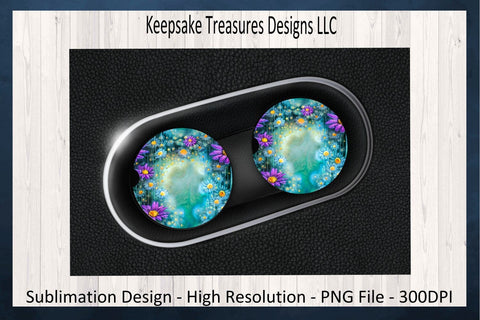 Purple 20oz Spring Daisy Tumbler Wrap and Car Coaster Set, Sublimation PNG Printable, Digital Download Sublimation Keepsake Treasures Designs LLC. 