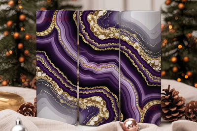 Purple Agate & Gold 20oz Tumbler Wrap Sublimation DesignSVG 