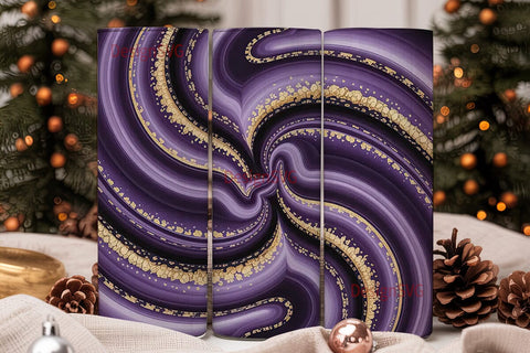 Purple Agate & Gold 20oz Tumbler Wrap Sublimation DesignSVG 