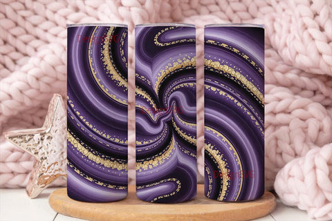 Purple Agate & Gold 20oz Tumbler Wrap Sublimation DesignSVG 