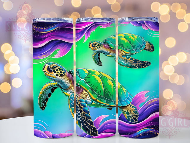 Purple Alcohol Ink Turtle Tumbler, Alcohol Ink Design, Sea Turtle Tumbler, 20Oz Sublimation Wrap, Purple Ink Art, Ocean Turtle Print, Tumbler Sublimation Sublimation SvggirlplusArt 