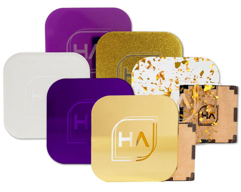 Purple and Gold Acrylic Team Bundle | 6 1/8" 12 x 19 Sheets Physical Houston Acrylic 