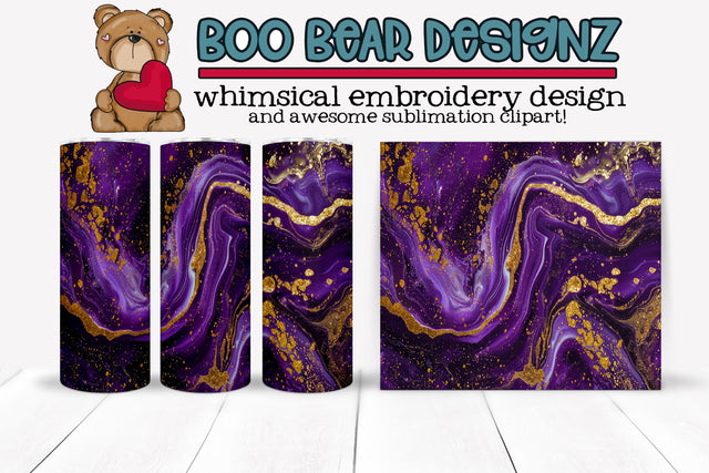 Purple and Gold Sublimation tumbler design Sublimation Boo Bear Designz 
