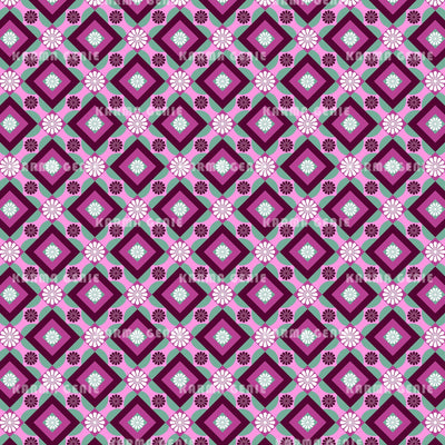 Purple And Pink Mid Century Retro Floral Pattern Digital Paper Digital Pattern Karma Genie Graphics 