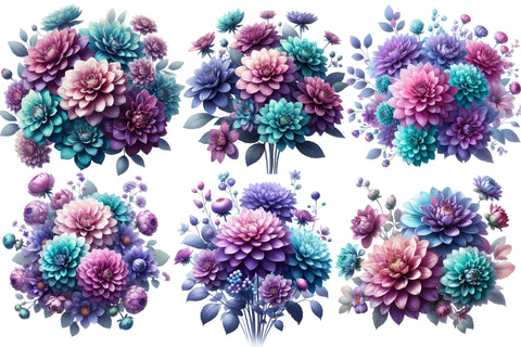 Purple and Turquoise Bouquets Sublimation designartist 