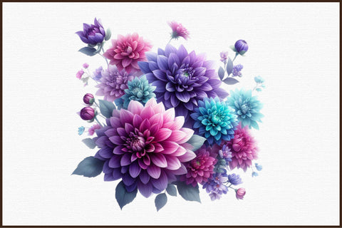 Purple and Turquoise Bouquets Sublimation designartist 
