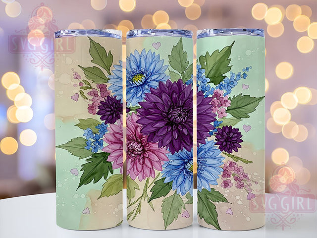Purple Aster 20oz Tumbler Wrap, Spring Flower Design, 20oz Sublimation Tumbler, Floral Drinkware, Gift for Her, Aster Flower Tumbler, Spring Decor Tumbler Sublimation SvggirlplusArt 