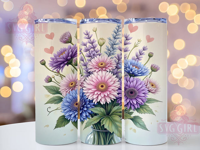 Purple Aster 20oz Tumbler Wrap, Spring Flower Design, 20oz Sublimation Tumbler, Floral Drinkware, Gift for Her, Aster Flower Tumbler, Spring Decor Tumbler Sublimation SvggirlplusArt 