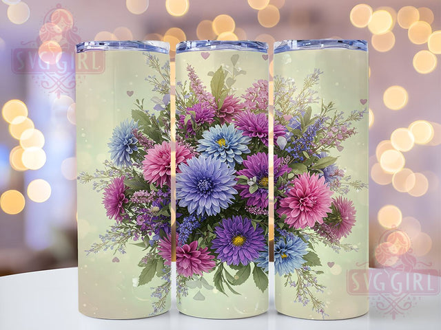 Purple Aster 20oz Tumbler Wrap, Spring Flower Design, 20oz Sublimation Tumbler, Floral Drinkware, Gift for Her, Aster Flower Tumbler, Spring Decor Tumbler Sublimation SvggirlplusArt 