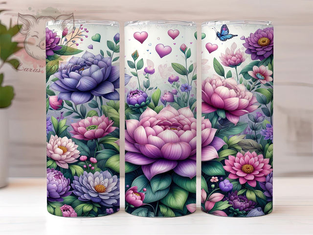 Purple Aster Flower Tumbler Wrap, Aster Flower Tumbler, Purple Floral Design, Spring Drinkware, 20oz Tumbler Wrap, Sublimation Art, Flower Lover Gift, Colorful Drinkware Sublimation Lara' s Designs 