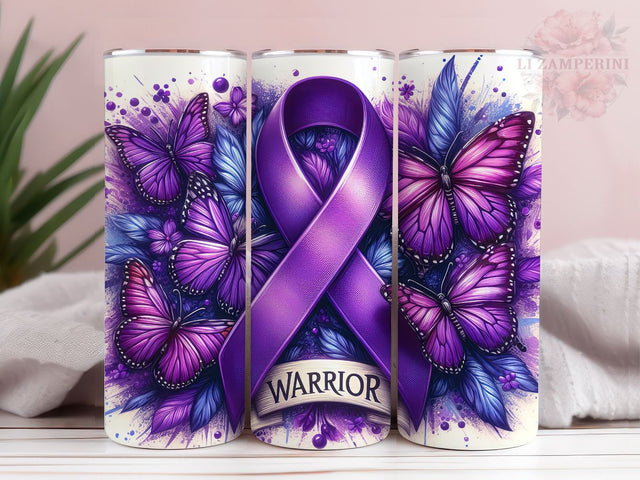 Purple Awareness Ribbon 20oz Tumbler Wrap PNG, Fibromyalgia Tumber Png, Straight & Tapered Tumbler Wrap, Instant Digital Download Sublimation Li Zamperini 