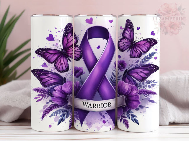 Purple Awareness Ribbon 20oz Tumbler Wrap PNG, Fibromyalgia Tumber Png, Straight & Tapered Tumbler Wrap, Instant Digital Download Sublimation Li Zamperini 