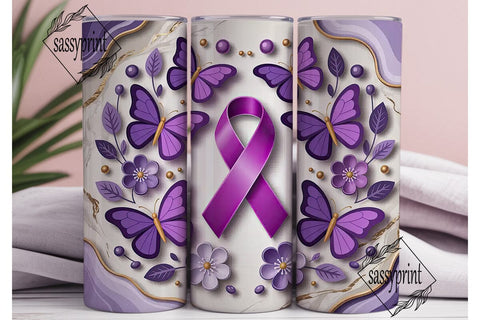 Purple Awareness Ribbon Butterfly PNG Sublimation sassyprint 