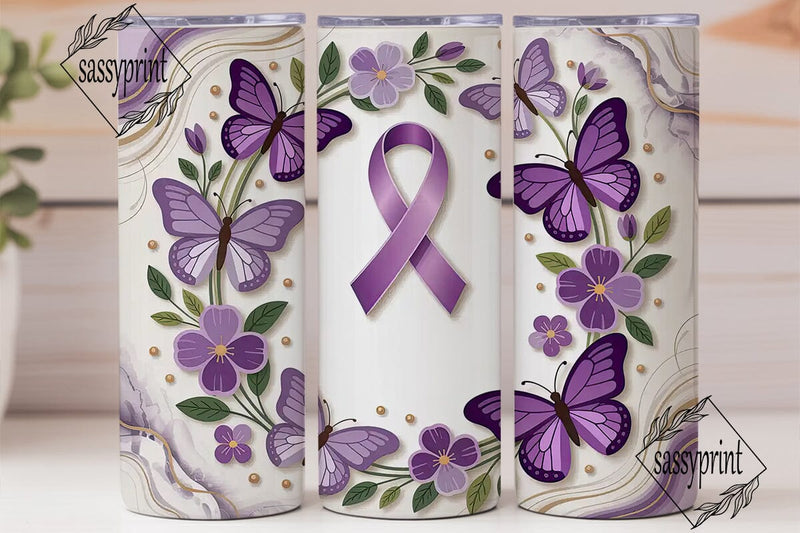 Purple Awareness Ribbon Butterfly PNG Sublimation sassyprint 
