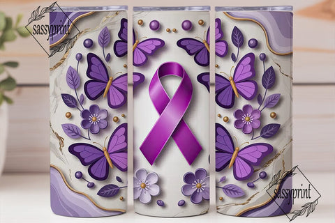 Purple Awareness Ribbon Butterfly PNG Sublimation sassyprint 