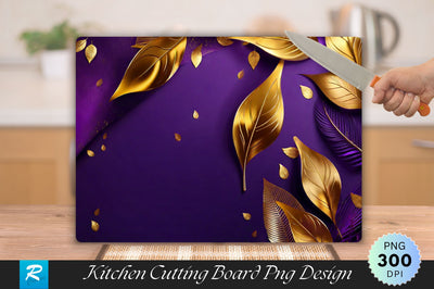 Purple Background with Gold Leaves Cutting Board Sublimation Regulrcrative 