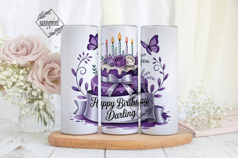 Purple Birthday Cake 20oz Tumbler Wrap Sublimation sassyprint 