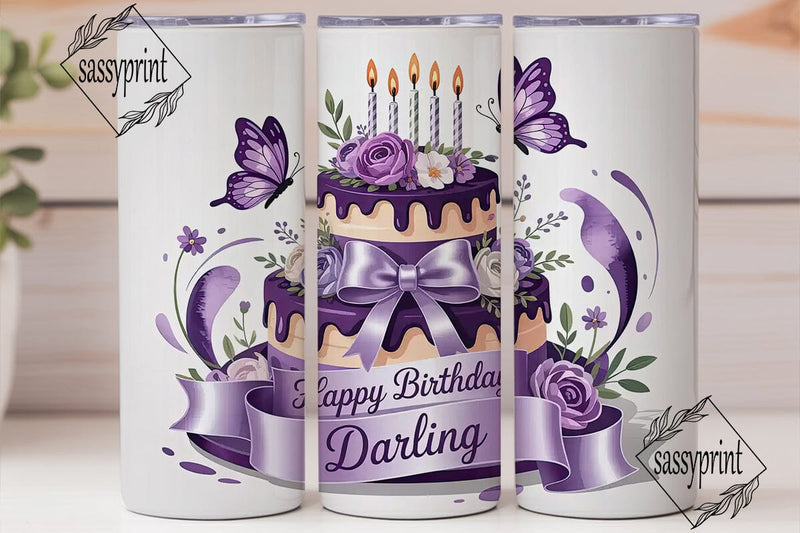 Purple Birthday Cake 20oz Tumbler Wrap Sublimation sassyprint 
