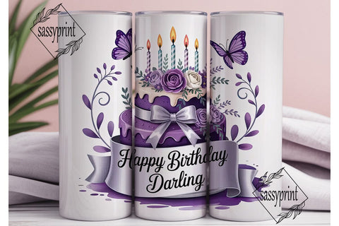 Purple Birthday Cake 20oz Tumbler Wrap Sublimation sassyprint 