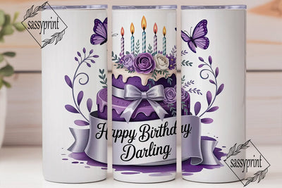 Purple Birthday Cake 20oz Tumbler Wrap Sublimation sassyprint 