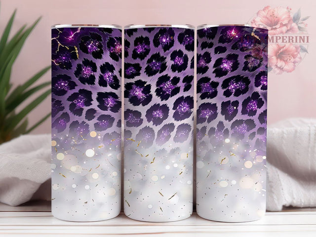 Purple Black Glitter Leopard 20oz Tumbler, Purple Black, Glitter Design, Leopard Print, Sublimation Wrap, 20oz Tumbler, Bold Aesthetic, Glam Charm Sublimation Li Zamperini 