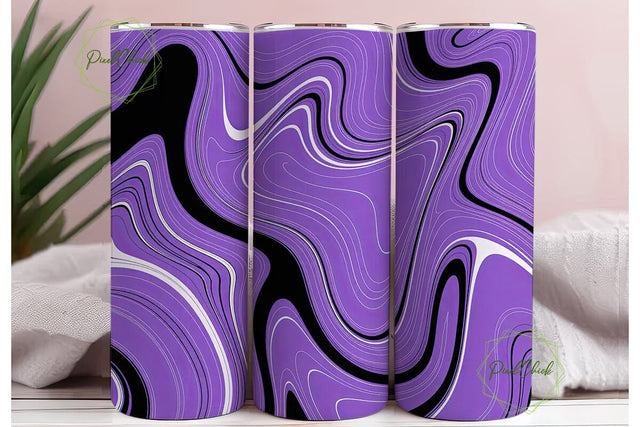 Purple Black Liquid Marble Tumbler Wrap Sublimation PixelChick 