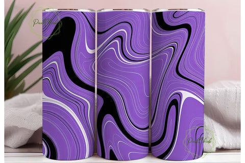 Purple Black Liquid Marble Tumbler Wrap Sublimation PixelChick 