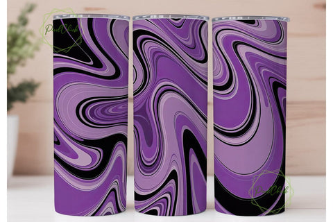 Purple Black Liquid Marble Tumbler Wrap Sublimation PixelChick 
