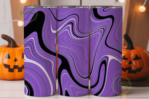 Purple Black Liquid Marble Tumbler Wrap Sublimation PixelChick 