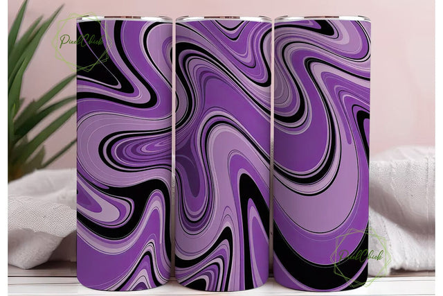Purple Black Liquid Marble Tumbler Wrap Sublimation PixelChick 
