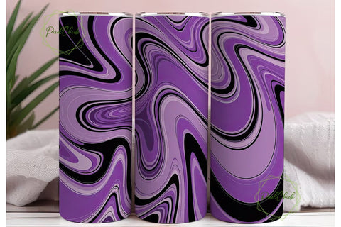 Purple Black Liquid Marble Tumbler Wrap Sublimation PixelChick 