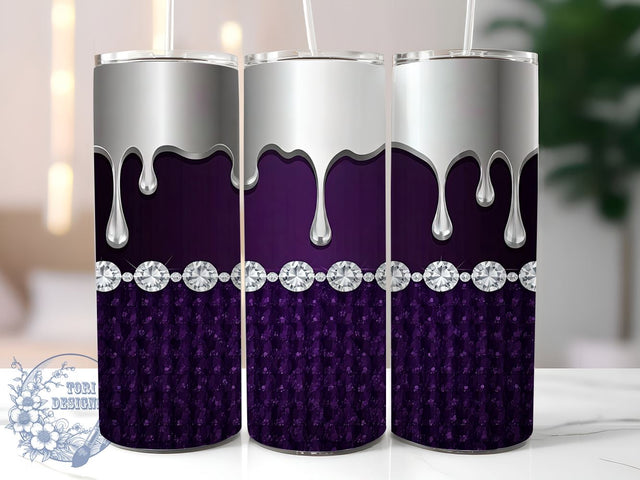 Purple Bling Tumbler, Glam Tumbler Wrap, Digital Tumbler Design, 20oz Tumbler Sublimation, Sparkly Tumbler Wrap, Glitter Tumbler Design, Faux Rhinestone Tumbler, Purple Tumbler Sublimation ToriDesigns 