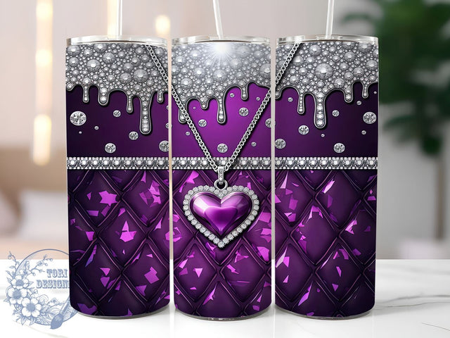 Purple Bling Tumbler, Glam Tumbler Wrap, Digital Tumbler Design, 20oz Tumbler Sublimation, Sparkly Tumbler Wrap, Glitter Tumbler Design, Faux Rhinestone Tumbler, Purple Tumbler Sublimation ToriDesigns 