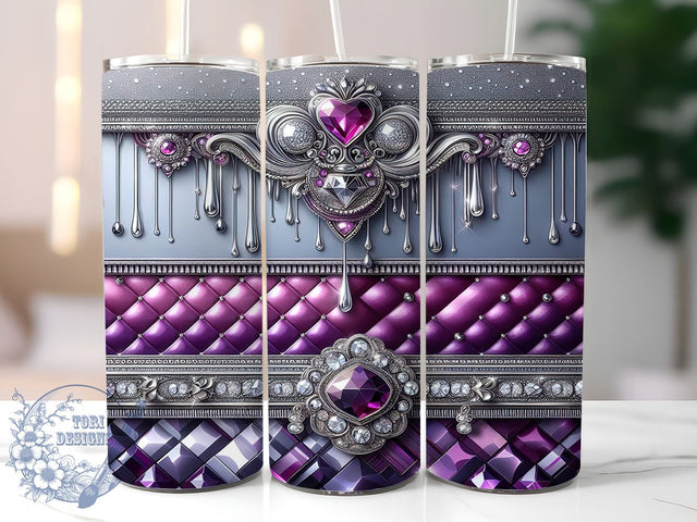 Purple Bling Tumbler, Glam Tumbler Wrap, Digital Tumbler Design, 20oz Tumbler Sublimation, Sparkly Tumbler Wrap, Glitter Tumbler Design, Faux Rhinestone Tumbler, Purple Tumbler Sublimation ToriDesigns 