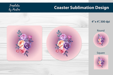 Purple Blossom Square Coaster Design for Sublimation Sublimation Templates by Pauline 