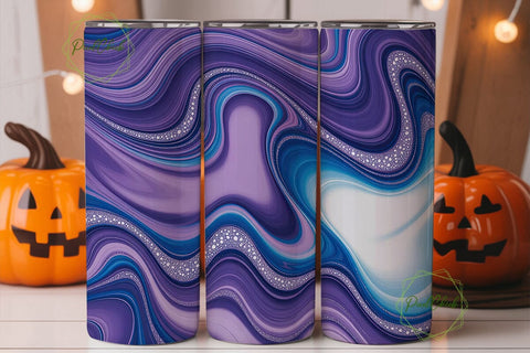 Purple Blue Glitter Marble Tumbler Wrap Sublimation PixelChick 