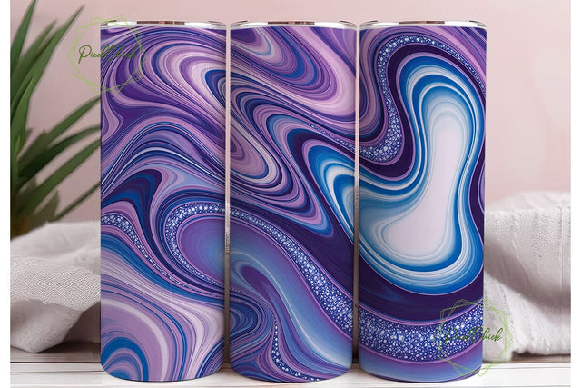 Purple Blue Glitter Marble Tumbler Wrap Sublimation PixelChick 