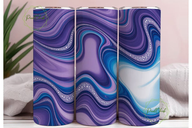 Purple Blue Glitter Marble Tumbler Wrap Sublimation PixelChick 