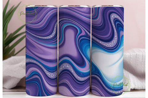 Purple Blue Glitter Marble Tumbler Wrap Sublimation PixelChick 