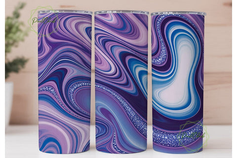Purple Blue Glitter Marble Tumbler Wrap Sublimation PixelChick 